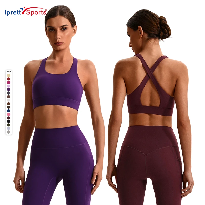 High Quality Cross Back Sports Bra Breathable Yoga Top Tight Fit for Outdoor Running Gym Workout
