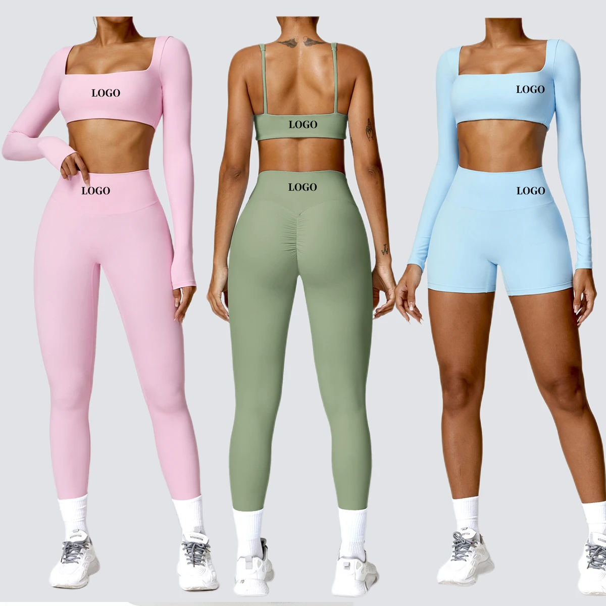 Wholesale 4 Piece Women Yoga Workout Set Gym Sportswear Fitness Running Tracksuit Clothes for Women Gym Yoga