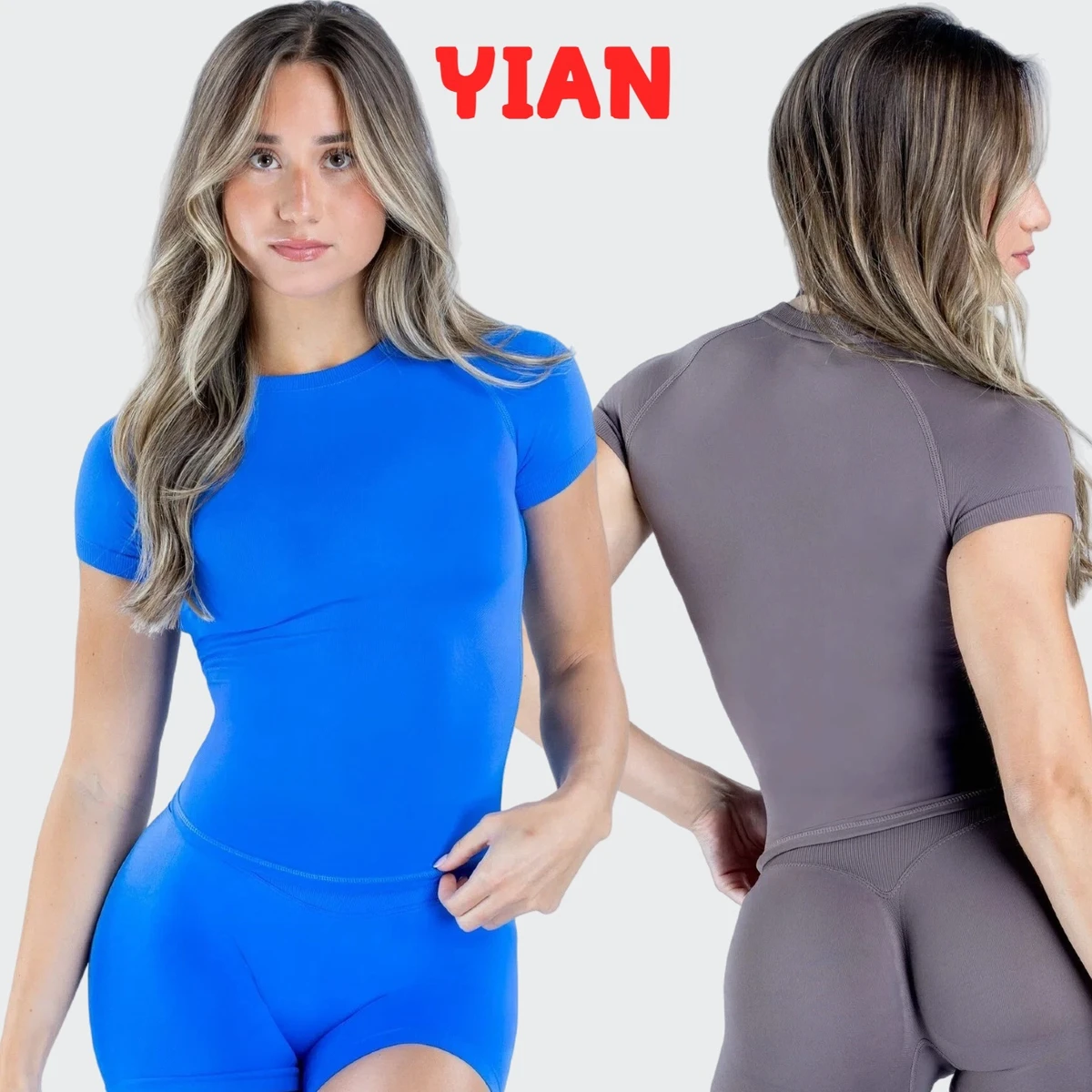 Fashion Style Women Slim-Fit T-Shirt Yoga Top Solid Crew Neck Fitness Sports Short Sleeves Plus Size Quick Dry Running Clothing