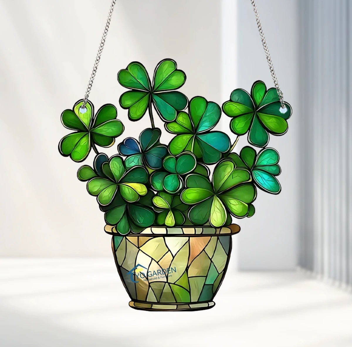 Custom 2D Acrylic Window Hanging Ornament Stained Glass Style Tropical Plant Wall Art for Home Patio Yard Decor Diwali Sympathy