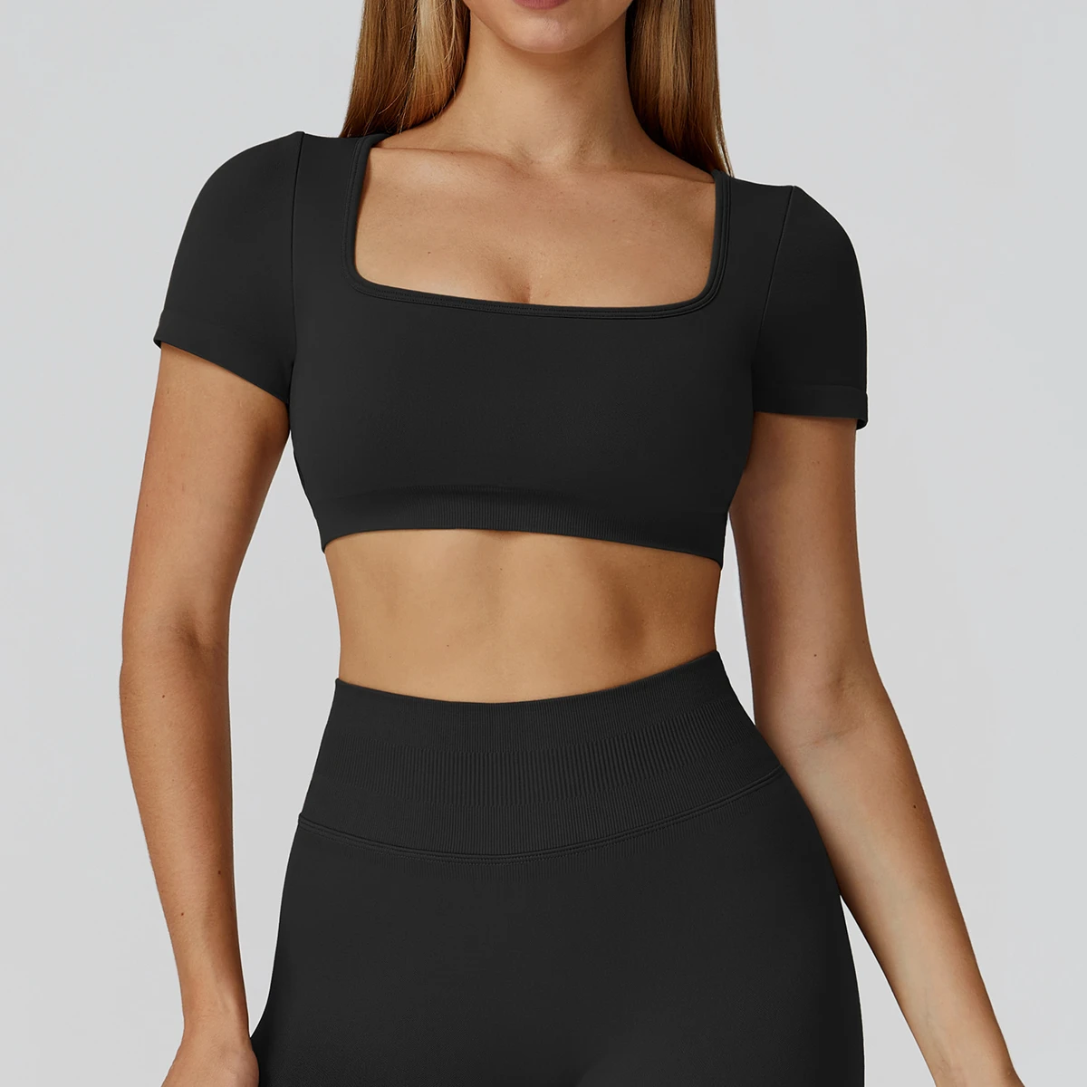 High Quality Women's Cross Twisted Slimming Fitness Casual Short Sleeves Yoga Sports T-shirt Top