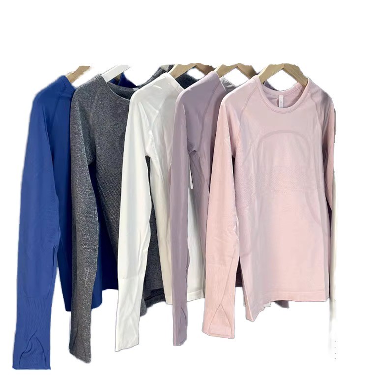 Women's New 2.0 Tech Long Sleeve Yoga Running Top Breathable High Elastic Knit with Thumb Hole Lightweight Seamless Print Design