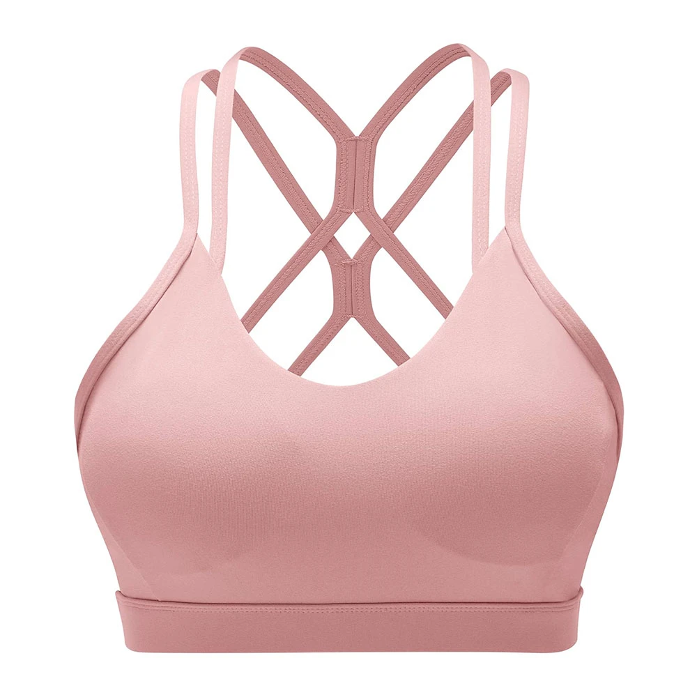 2026 Arrival Women Sports Bra Breathable Quick Dry Front Logo Medium Support Fitness Gym Wear Yoga Cotton Removable Pads