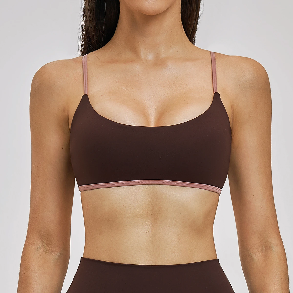 Women's Double Layer Yoga Top Eco-Friendly Gym Workout Clothing Breathable Four-Way Stretch Sports Bra