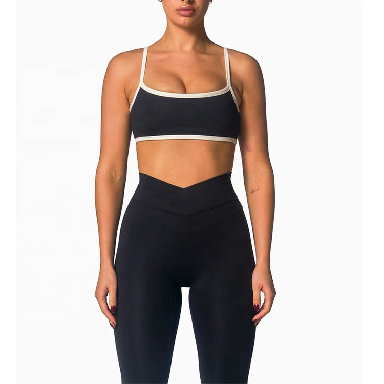 Hot Sales Recyclable 4-Way Stretch Color Contrast Yoga Bra Luxury U Back Seamless Fitness Gym Sports Bra for Women