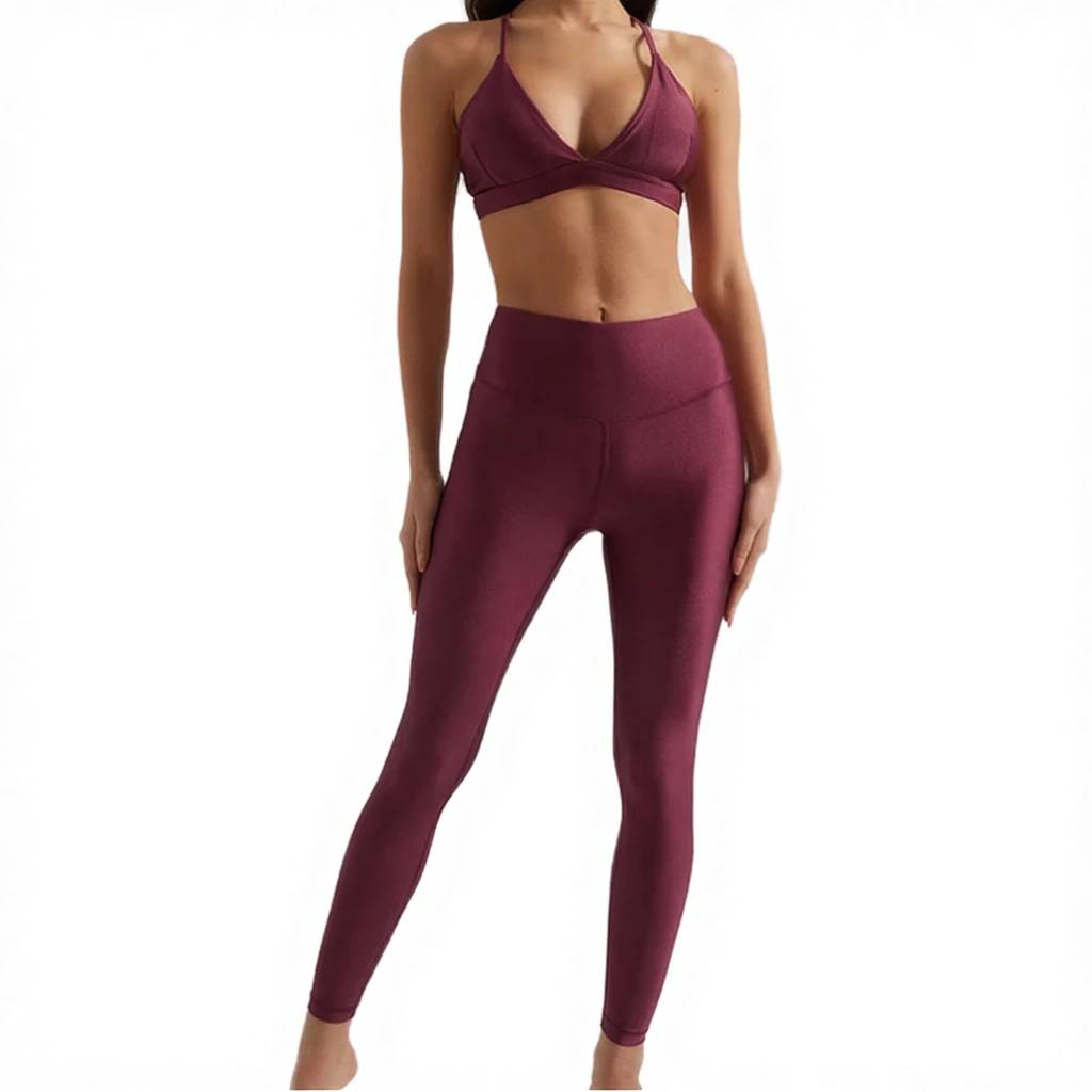 Wholesale Custom Logo Women's Seamless Solid Plus Size 2-Piece Yoga Set Mid-Waist Stretch Waterproof Rhinestone Sportswear for