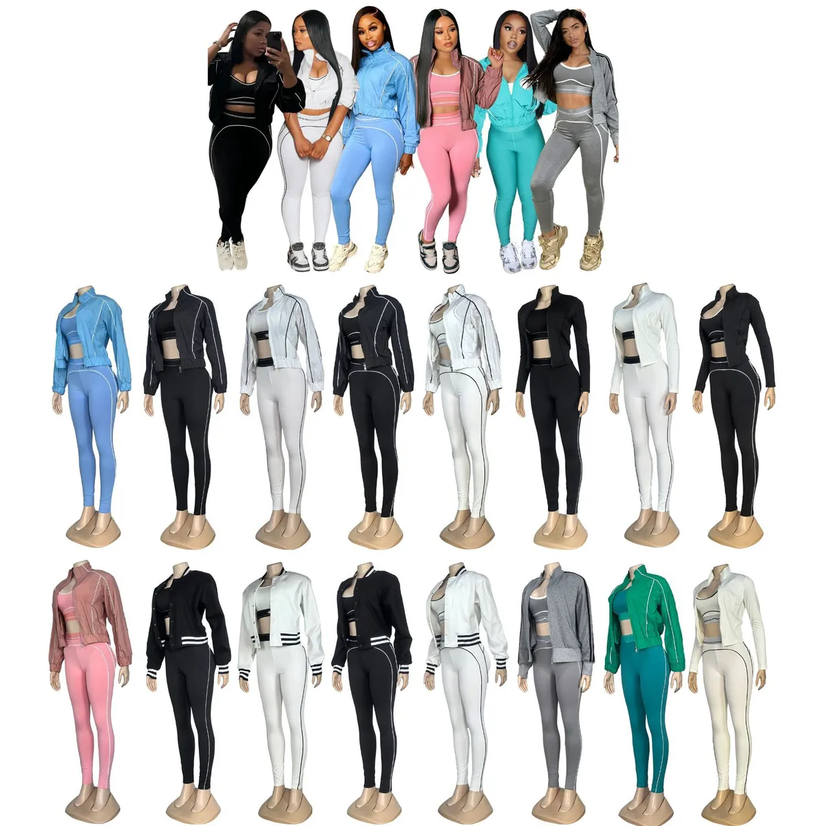 Y2200 Three Piece Collection of Fashionable and Casual Yoga Set+temperament Dragon Phoenix Nylon Embroidered Coat * 3-piece Set