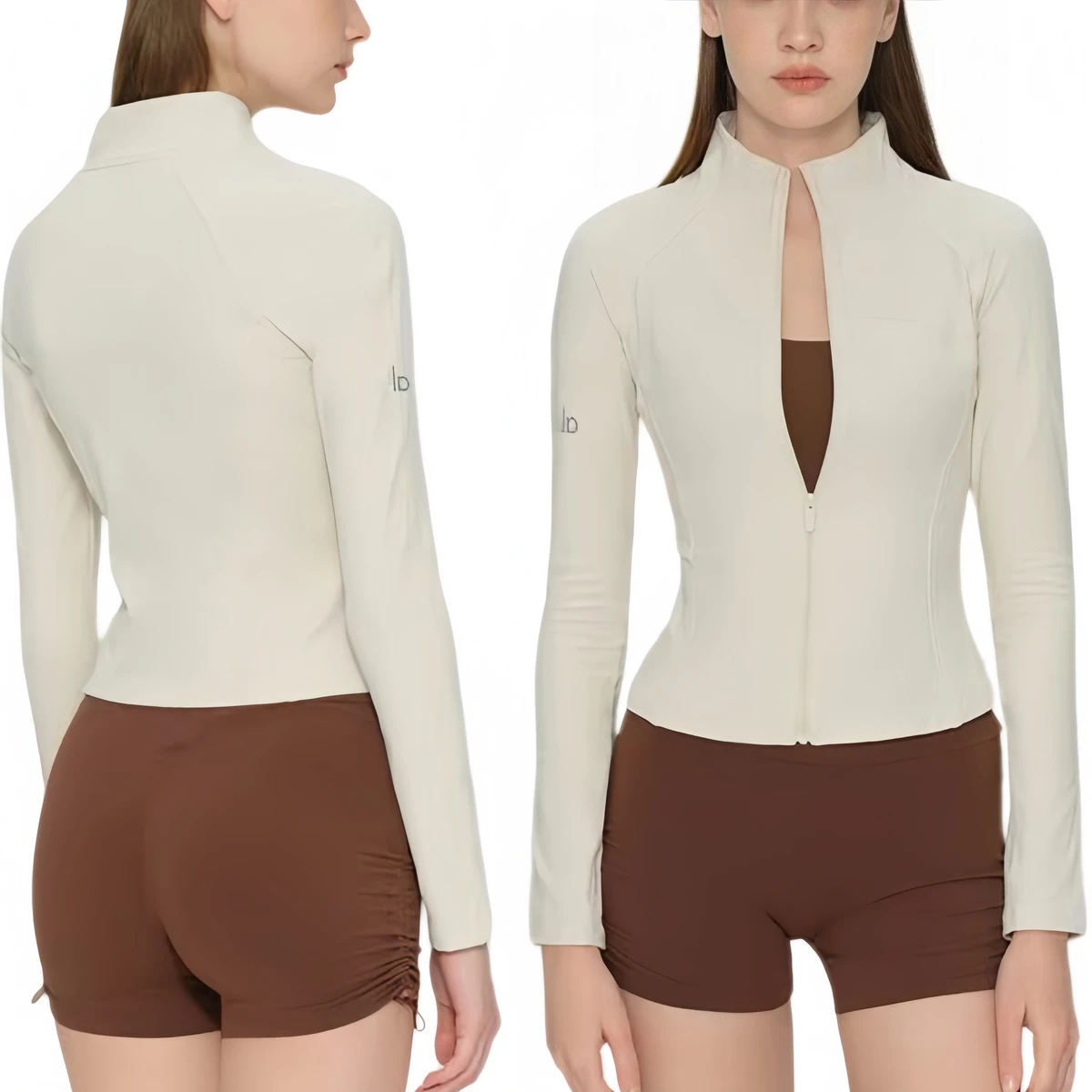 New Design AL Autumn and Winter Fleece Stand up Collar Jacket Slim Fit Super Elastic Sports Zipper Top Women's Fitness Yoga Suit