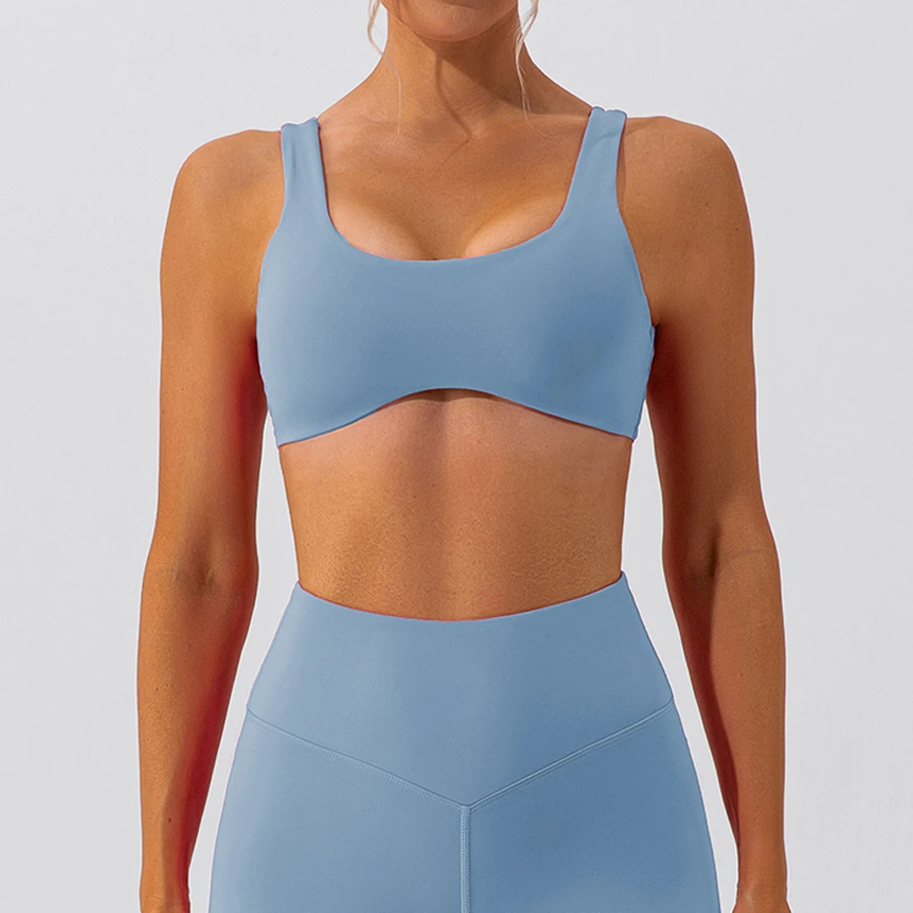 U Neck Sexy Backless Yoga Bra Sleeveless Quick Dry Sport Crop Top for Women High Quality Women's Cropped Backless Sports Bra