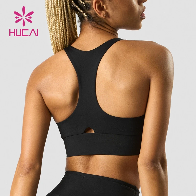 Custom logo Women Sexy High Support U Neck Yoga Training Racerback Sports Bra for Women
