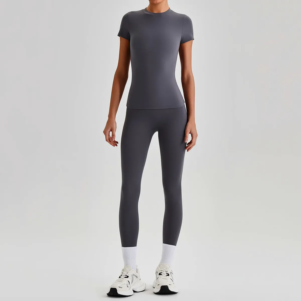 High Neck Crop Top Biker Shorts Yoga Set 2 Piece Women Quick Dry Breathable Gym Workout Active Suit Custom OEM Wholesale