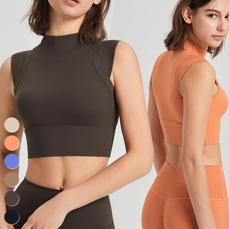 High Support Integrated Sports Bra Quick Dry Running Fitness Bra High Neck Yoga Top XL Sexy Breathable Women's High Elastic
