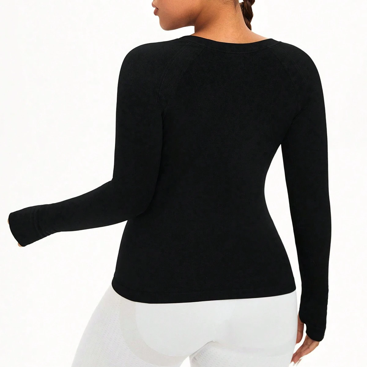Women's Large Size Quick-Drying Yoga Top Solid Color Long Sleeve Skinny Fit Spandex/Nylon Front 220g Simple Training Sports