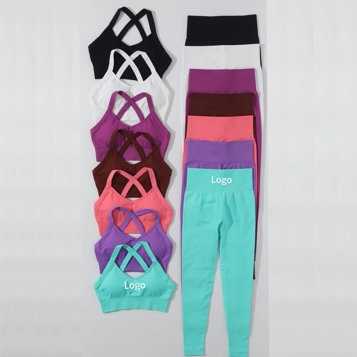 New Arrival Summer Fitness Yoga 5pcs Sets for Women Across Back Bra Yoga Wear Set Women