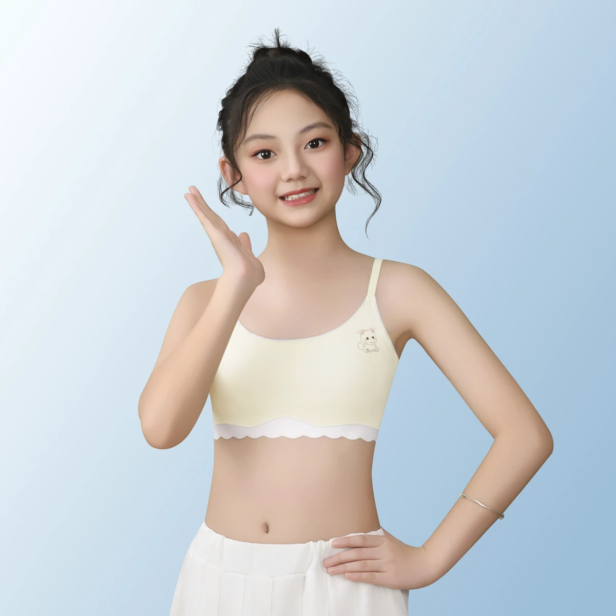 Adjustable Strappy Girls Training Bra Wire Free Solid Primary Secondary School Students First Stage Puberty Sports Summer