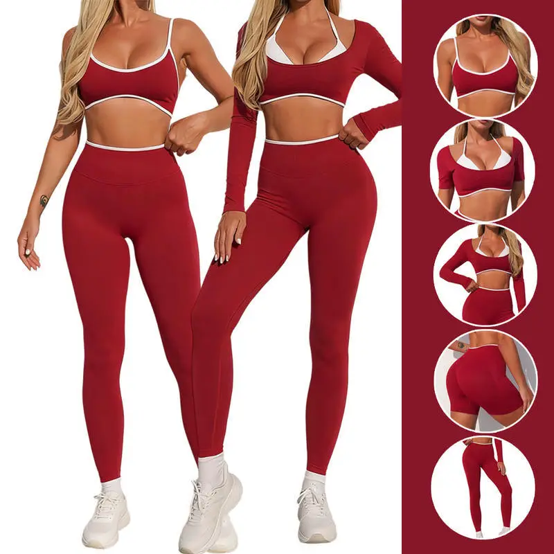 High Quality Women's Seamless Yoga Set Breathable Fitness Elastic Waist Running Sports Sets