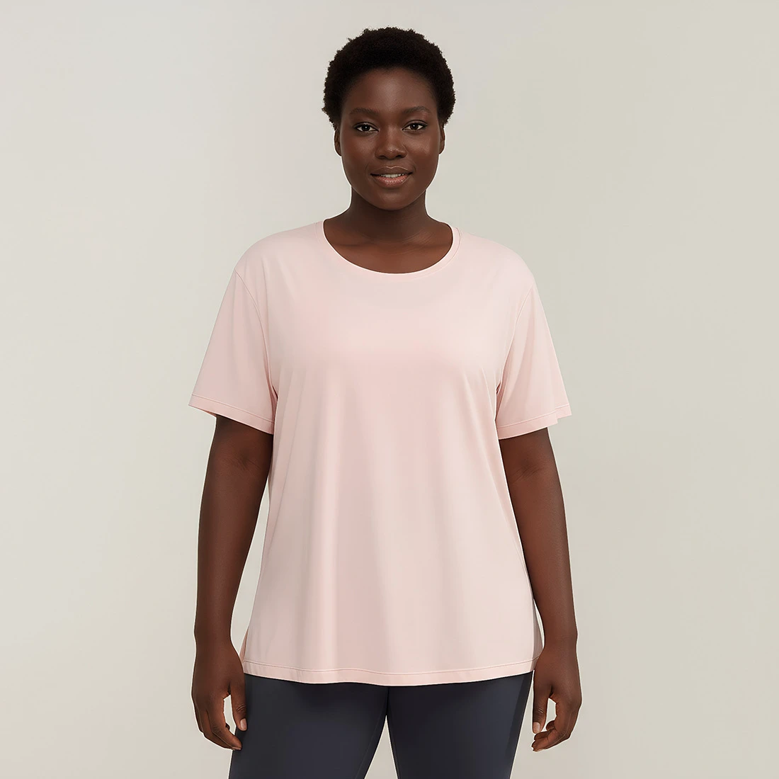Women's Plus Size Lightweight Breathable Quick-Dry Workout T-Shirt-Summer Yoga Running Gym Fitness Top with Four-Way Stretch