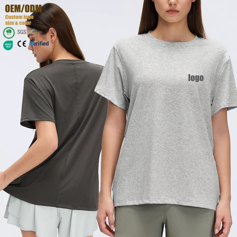 Breathable Simple Loose Sports Short-sleeved Women's Round Neck Casual Top Running Fitness Yoga Clothes T-shirt