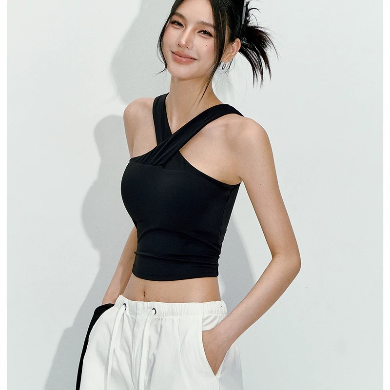 New Style Women's Halter Neck Breathable for tank Top One-piece Black Pilates Yoga Wear Slim Fit for Summer