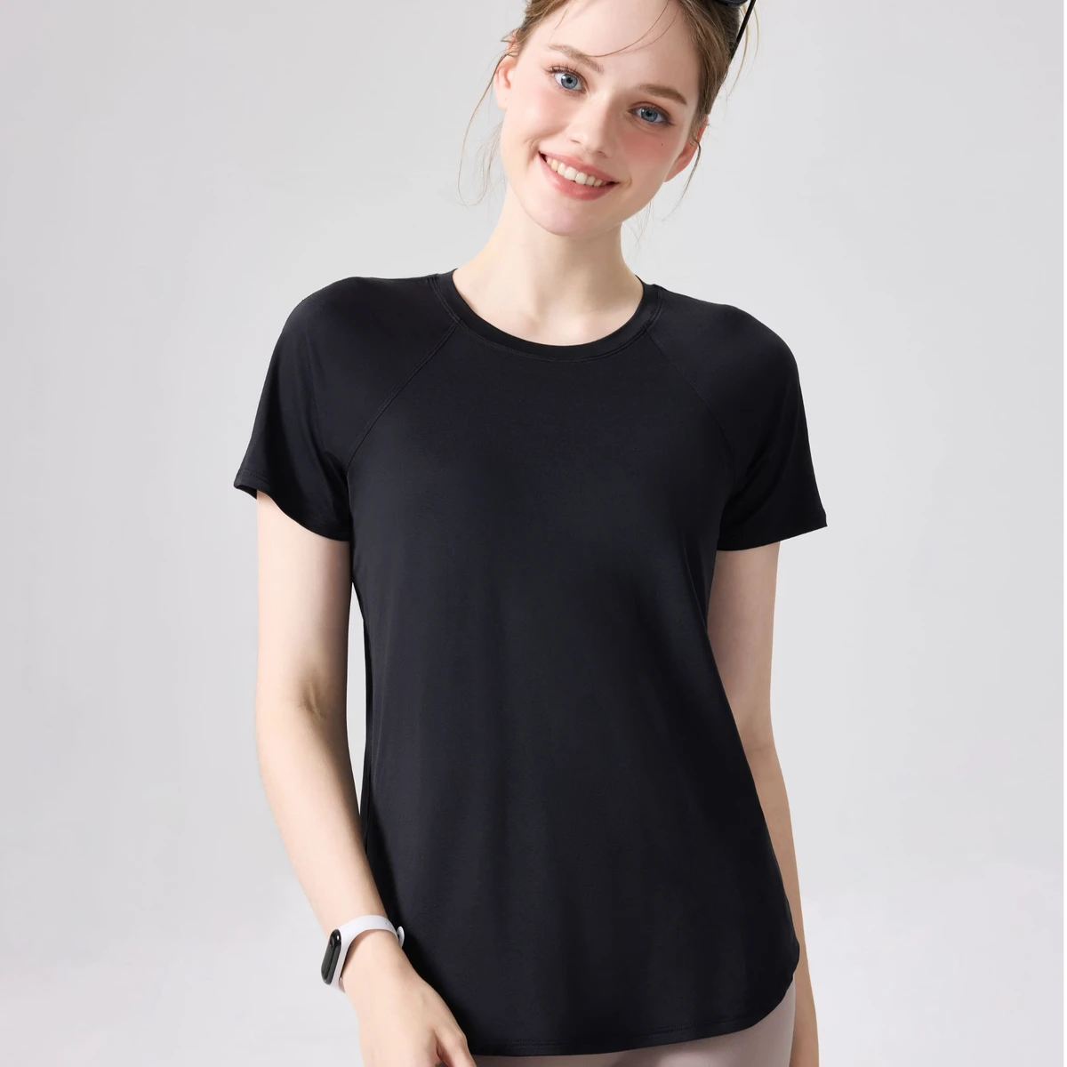 Women's Sports Workout Outdoor Quick-drying Lightweight Yoga Wear Back Mesh Breathable Fitness Loose Top Short Sleeve