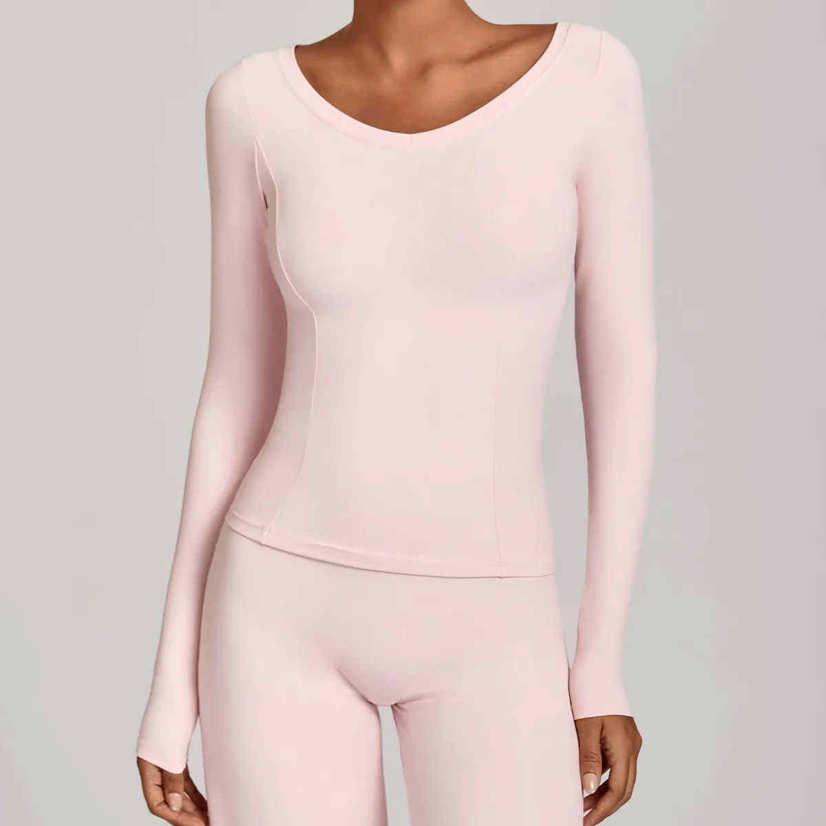 Women's Stretchy Moisture-wicking V-neck Running Fitness Long-sleeve Yoga Top for Outdoor Casual Sports