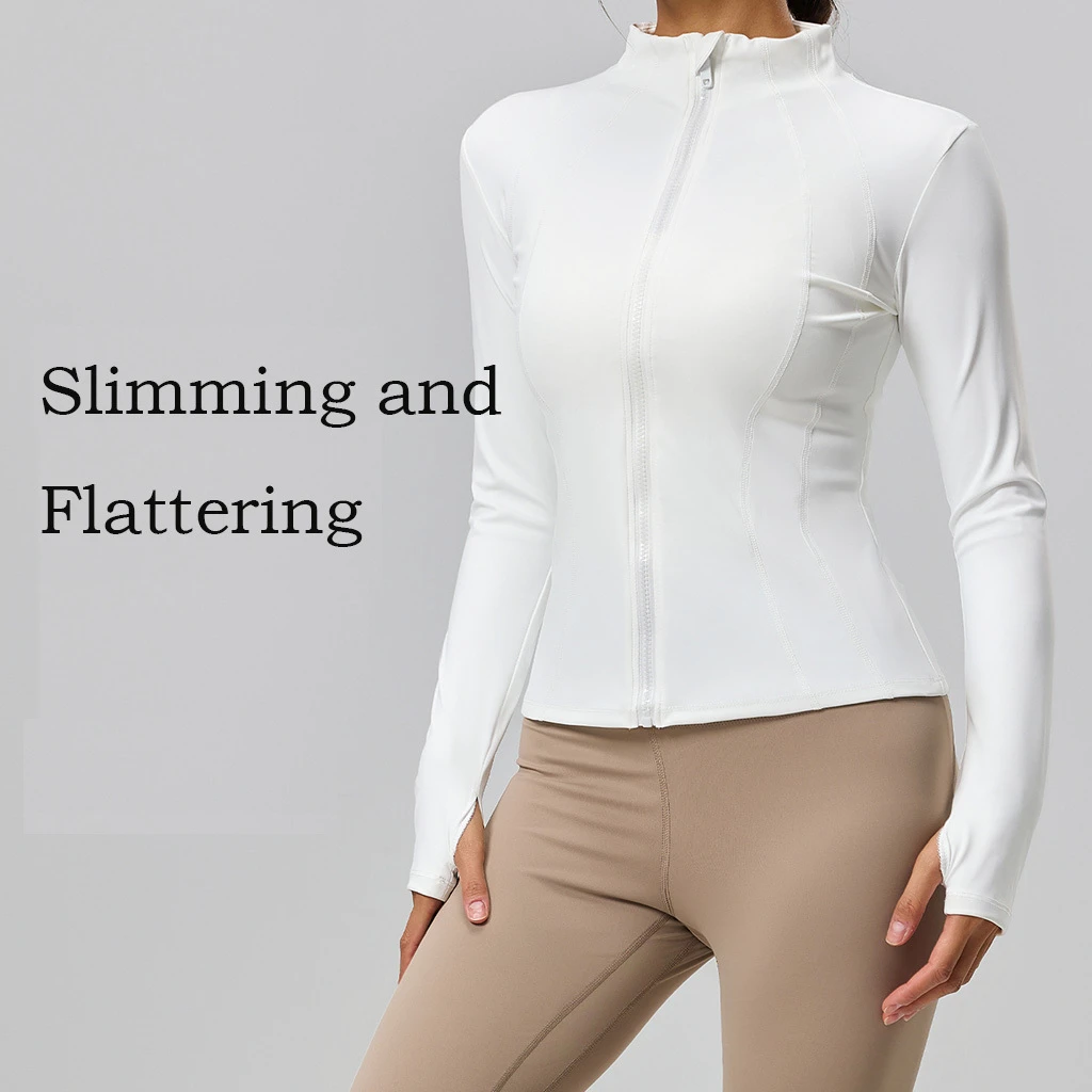 4D Stretch Fabric Highlight Waistline Stand Collar Slimming Plus Size Breathable Sexy Running Yoga Sport Top for Women