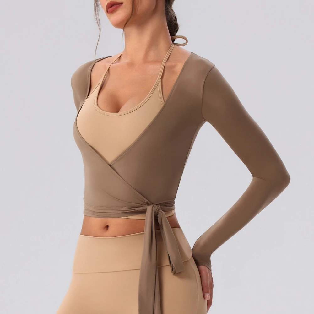 2026 New Long-sleeved Sexy Breathable Solid-color Nylon Yoga Top