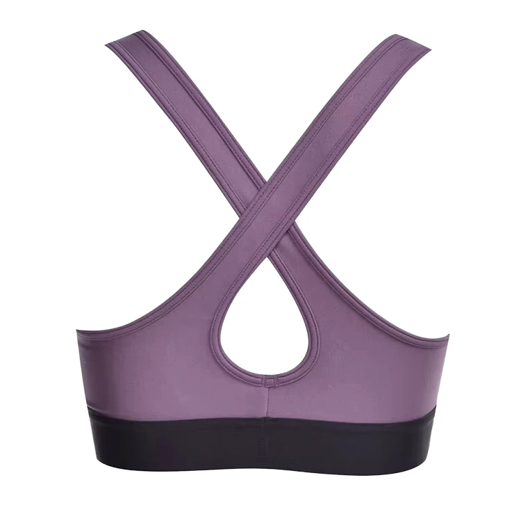 Hollow Back Tight Fit Lightweight Breathable Sports Bra Removable Chest Pad Quick Dry Four-Way Stretch High Support Front Gym
