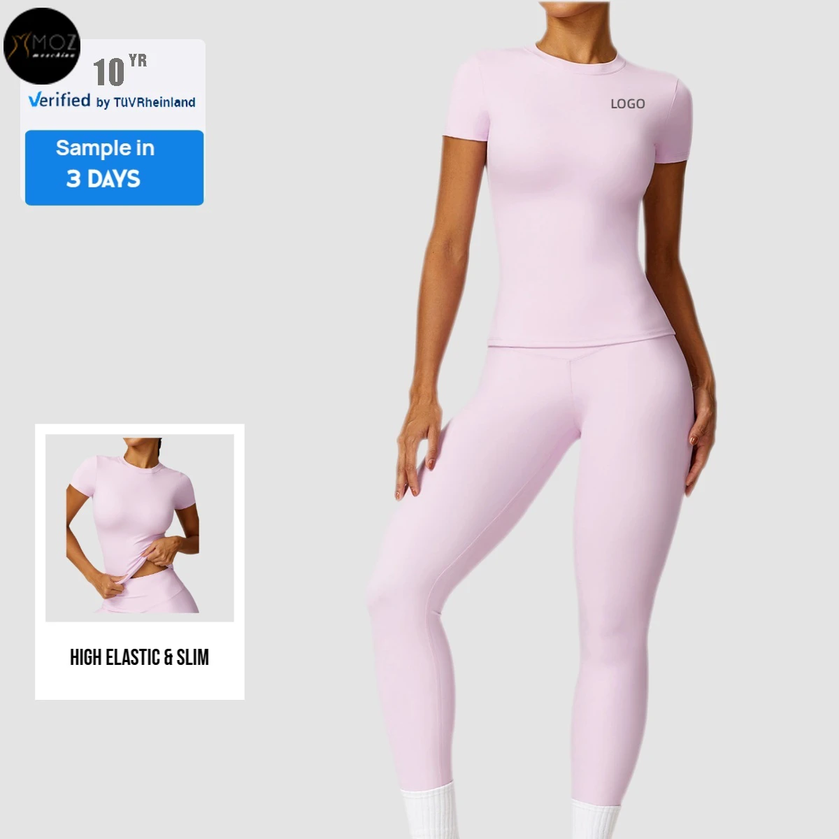 Quick-Dry Women Sports Yoga Wear Set Custom Logo Short Sleeve T-Shirt & Leggings for Gym Fitness Sets & High-Intensity Workouts