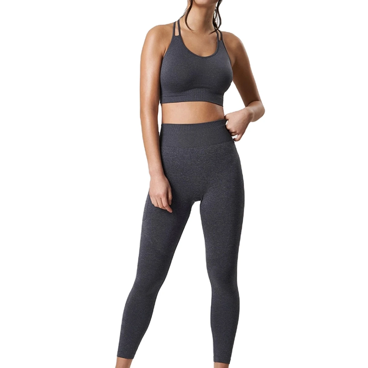 Stretch Fitness Gym Wear High Quality Seamless Women Yoga Set Breathable Elastic Waist Spandex Nylon Made Hot Selling