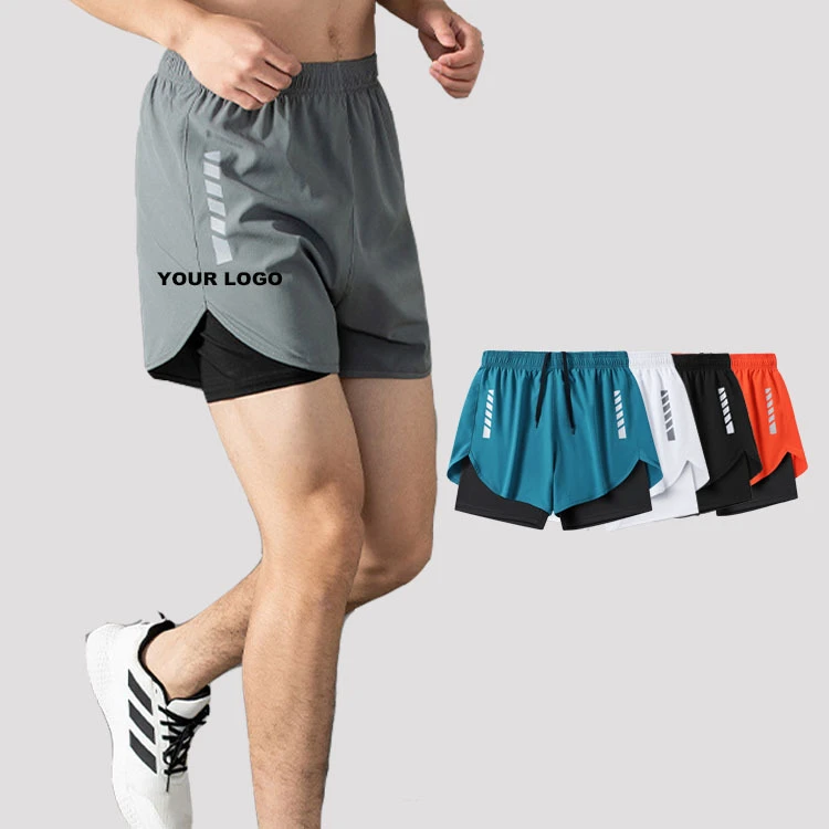 Active Plus Size Men's Sports Shorts Casual Breathable Polyester Spandex Quick Drying Fitness Running Shorts with Plaid Pattern