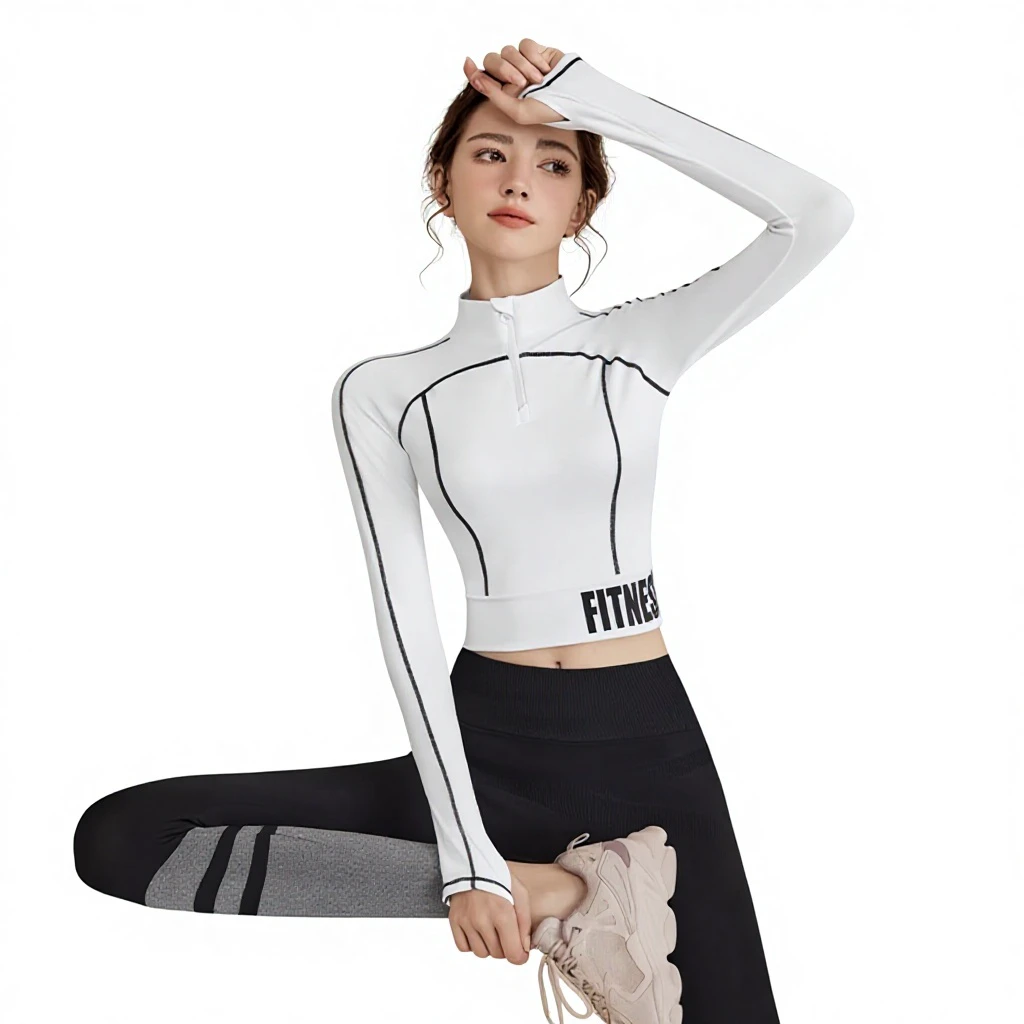 Yoga Clothing Top New Style Outerwear Sports Fitness Breathable Polyester/Nylon Long-Sleeve Slim-Fit Fashionable Pilates