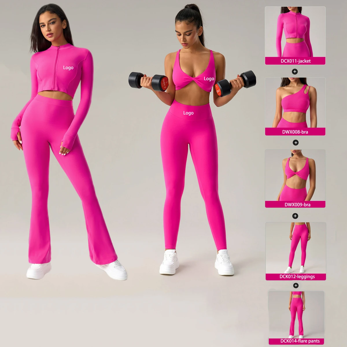 Newest 5-Piece Plus Size Yoga Sets Four-Way Stretch Shockproof Tight Butt Lifting Workout Nude Feel Gym Fitness Set Breathable