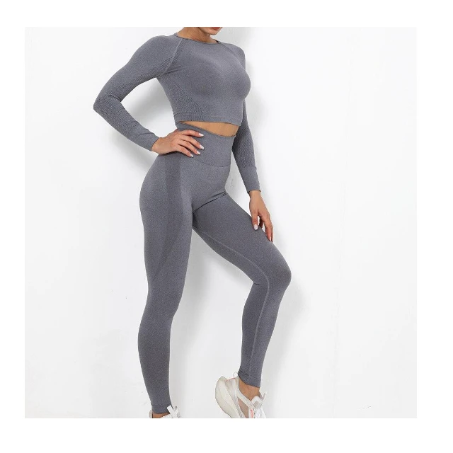 Women's Plus Size Eco-Friendly Breathable Printed Quick Dry Solid Workout Gym Fitness 2-Piece Yoga Top High Waist Leggings Set