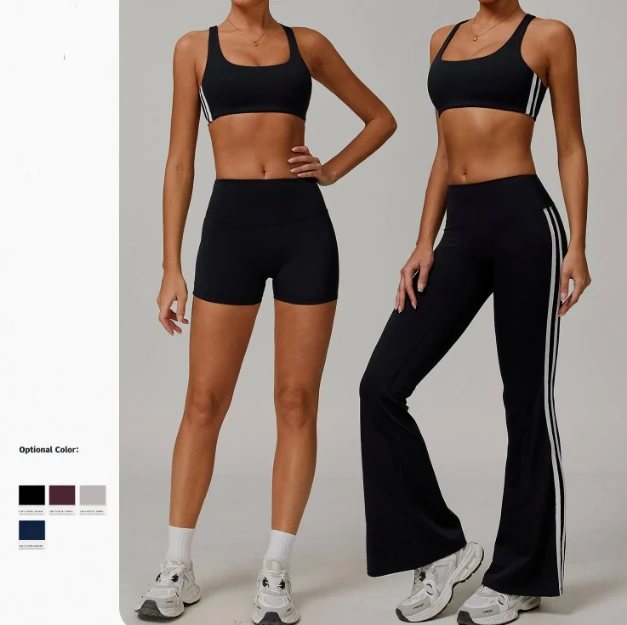 Custom Women 6-Piece Breathable Simple Gym Set Workout Tracksuit Activewear Fitness Yoga Sportswear Clothing Spandex/Nylon Front