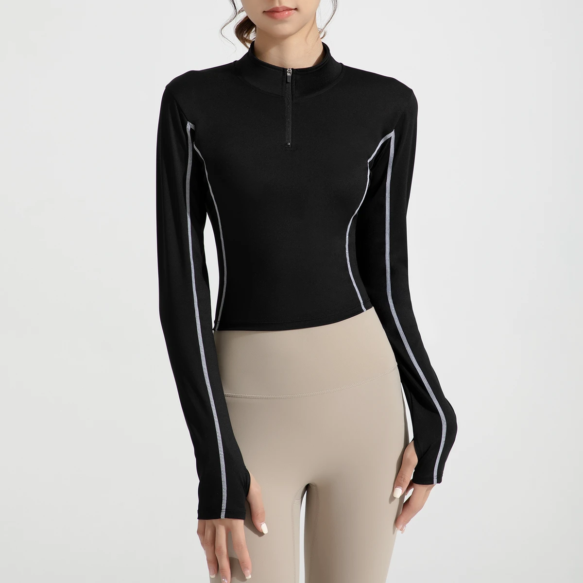 Hot Selling Quick-dry Women's Yoga Half-zip Long-sleeve Top Soft Slim-fitting Wrap Top Yoga