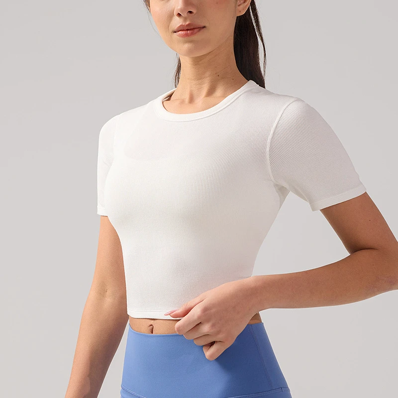 Yoga Top Factory Sales Spring Summer Women's Casual Gym Short Sleeve Yoga T-shirt Fashion Fitness Basic Solid Color Yoga Top
