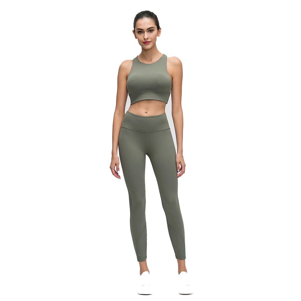 High Quality Women Fitness Yoga Set Two Piece Sports Bra Leggings Lightweight High Waist Spandex/Polyester Breathable Front