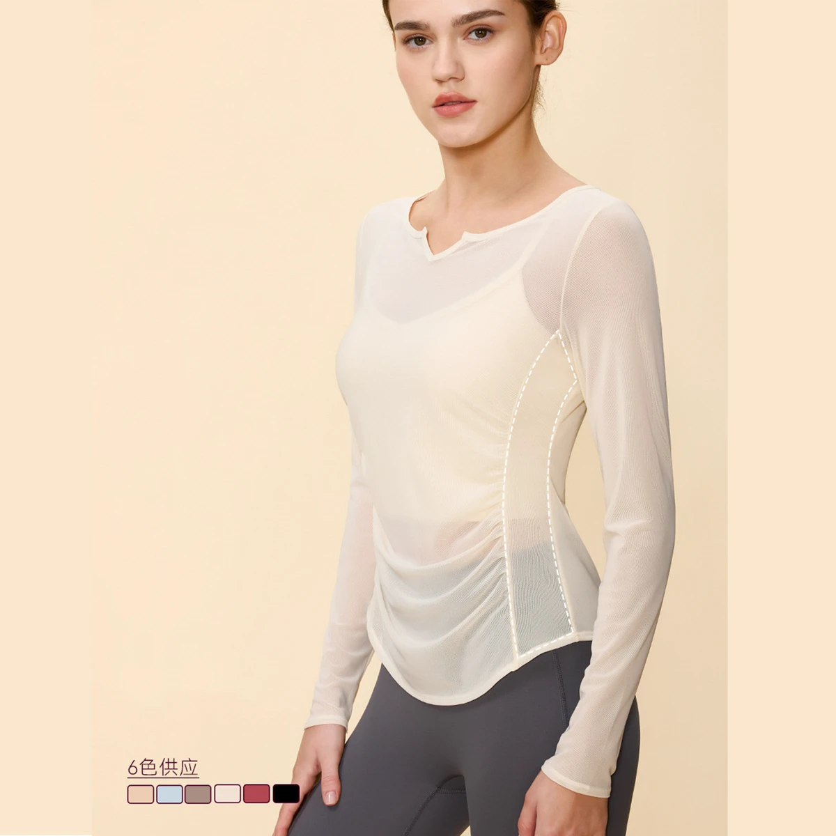 Women Plus Size Quick Dry Mesh T Shirts Long Sleeve V-Neck Sexy Yoga Tops Gym Fitness Tees Active Wear Breathable Athletic Wear