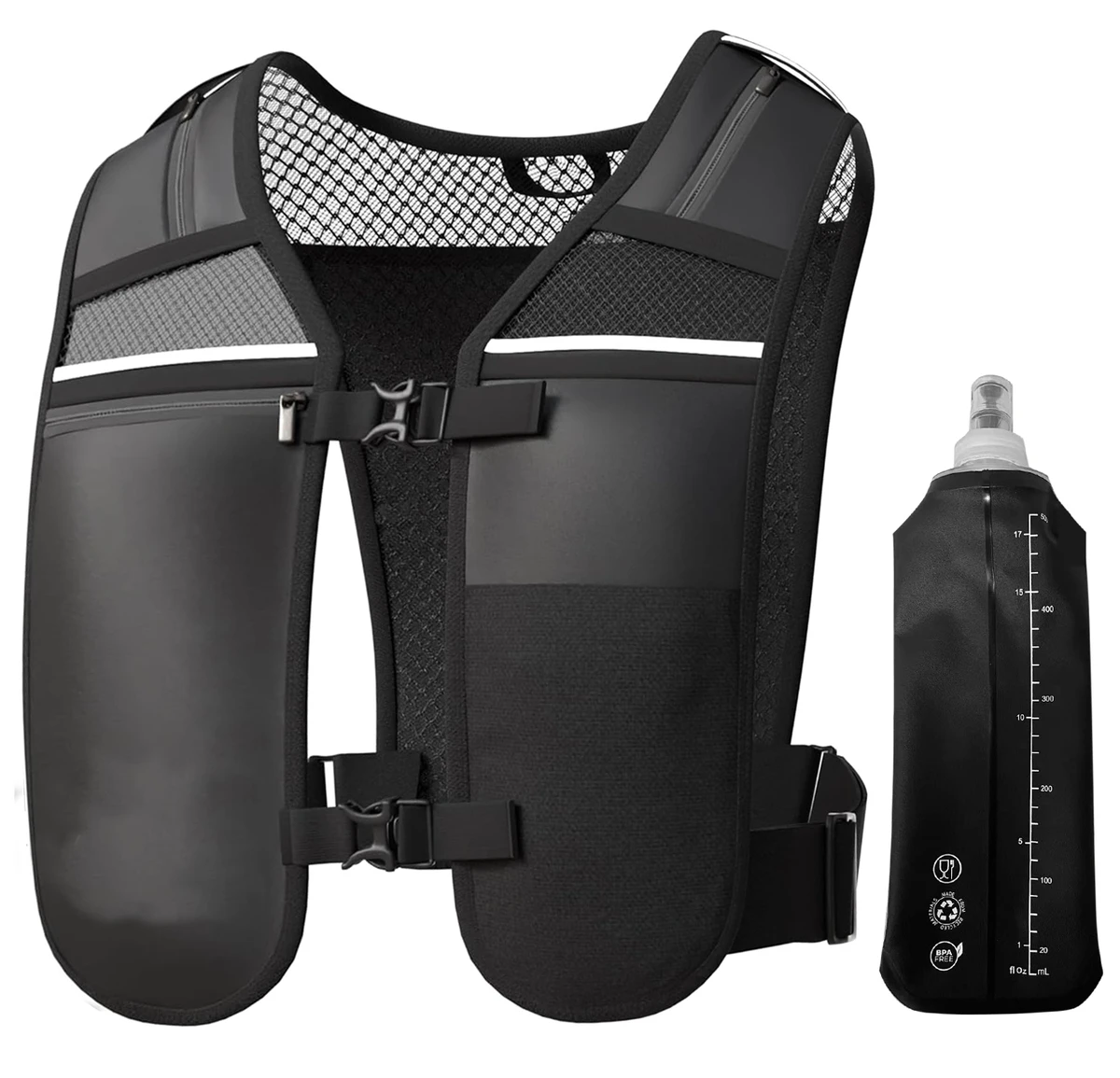 Neoprene Outdoor Sports Breathable Vest with Logo Lightweight Front Zipper Reflective Running Phone Holder Vest