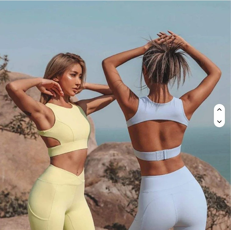 Women Plus Size 2 Piece Sportswear Fitness Gym Workout High Waist Wear Butt Shirt Yoga Legging Active Top Bra Set Elastic Vest