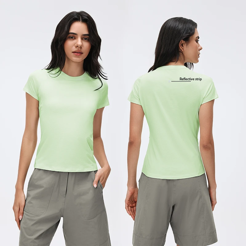 Roregal 2026 New Round Neck Women's Short Sleeve T-Shirt Breathable Moisture-Wicking Exercise Yoga T-shirt