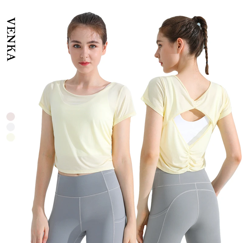 2022 Customized High Quality Sportswear Quick-Dry Running Fitness Yoga Short Sleeve Sports Lightweight Plus Size Recyclable