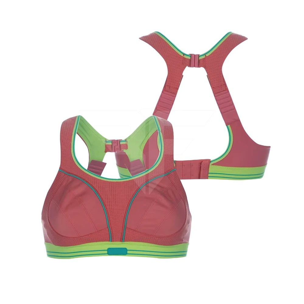OEM Lightweight Women's Sports Bra Seamless Breathable Features Front Logo Stretchable Compression High Support Deep V-Neck