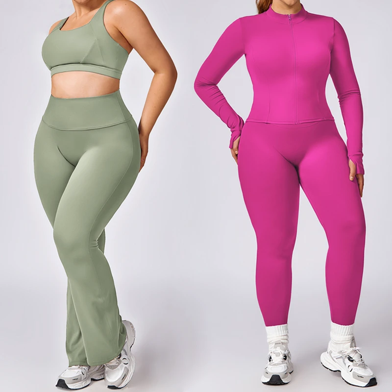 5 Pieces in Plus Size Workout Outfits Set for Women Sportswear Training Wear for Doing Yoga Dancing Fitness
