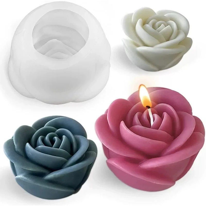 Rose Silicone Mold Creative DIY Handmade Gypsum Drop Glue Decoration Resin Mold for Scented Candle Making Molds