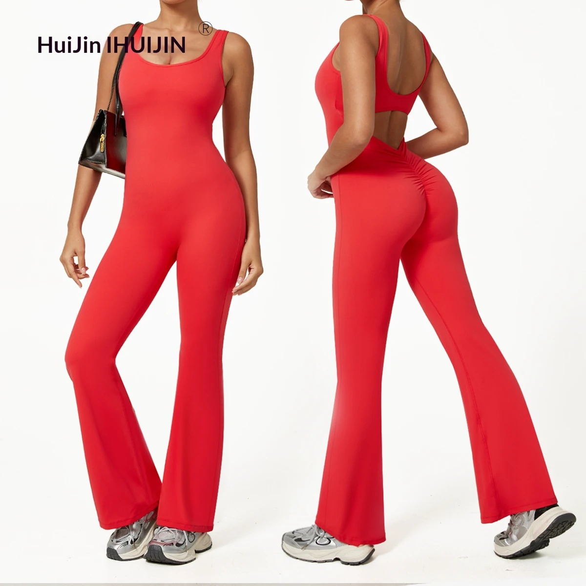 Women's Cross-Border Hot-Selling One-Piece Yoga Suit Outerwear Spaghetti Strap Seamless Square Neck Beautiful Back Hollowed-Out
