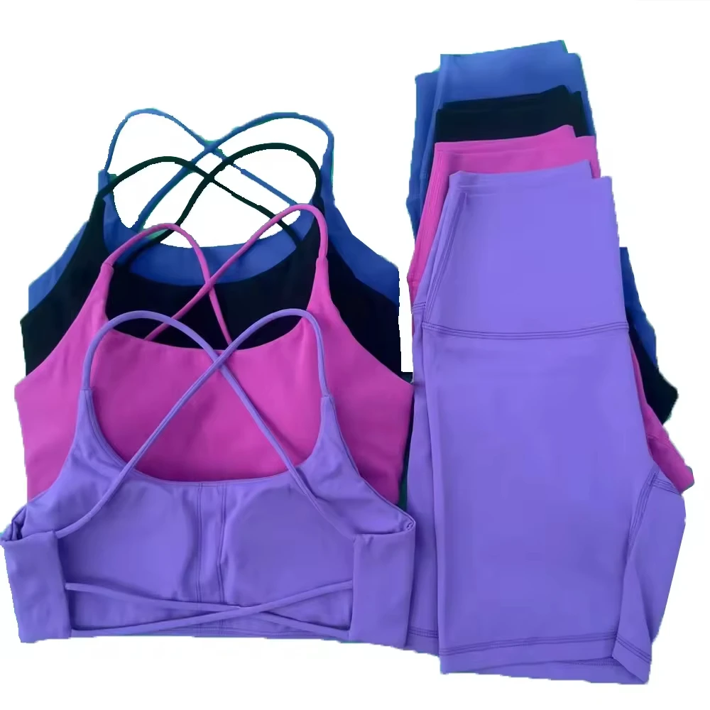 Quick Dry Breathable High Quality Solid Women Yoga Set Spandex/Nylon Quick-drying Breathable Windproof 2-Piece Service Clothing