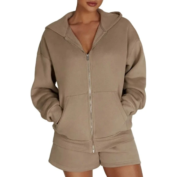 Wholesale Designer Clothing Hoodies 2 Piece Short Sets Winter Fashion Two Piece Shorts Set Women 2026