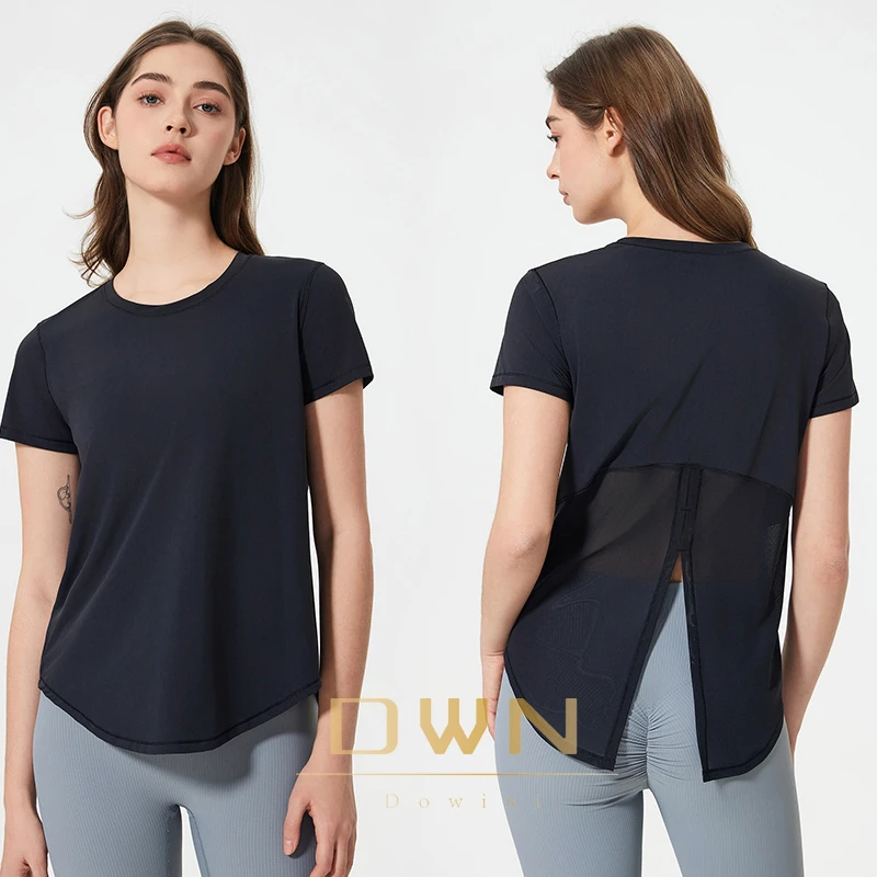 Spring and Summer New Breathable Round Neck Fitness Running Mesh Back Fashionable Casual Short Sleeve Sports Yoga T Shirts